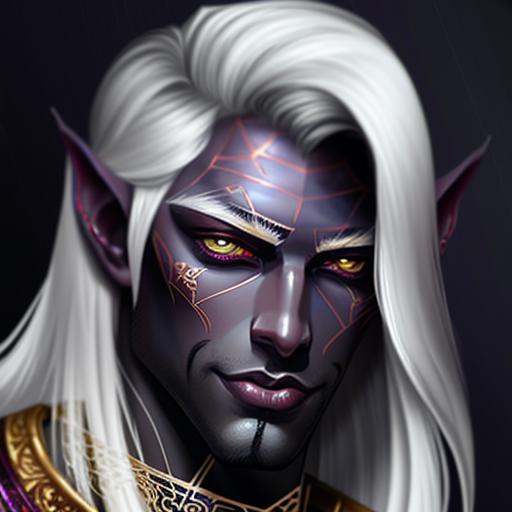 00026-4236135133-Close-up Portrait of a persian male Drow Person wearing golden jewelry, Spiders_0.9, webs_1.0, Fantasy, Volumetric lighting, con.png